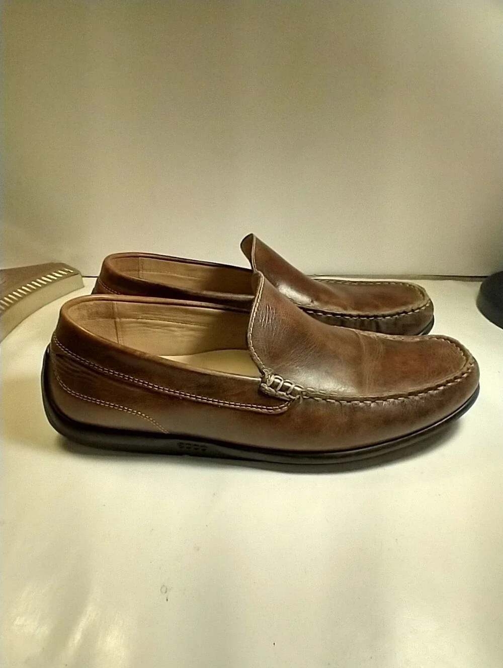 Ecco Classic Moc 2.0 Brown Leather Driving Loafers Shoes Men's sz 8(42).